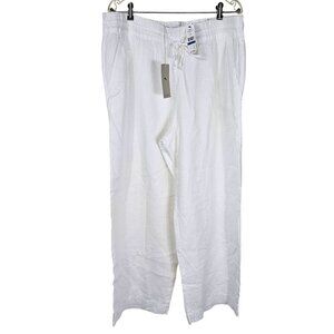 Tommy Bahama Two Palms Wide Leg Linen Pants XL White Drawstring Coastal Relaxed